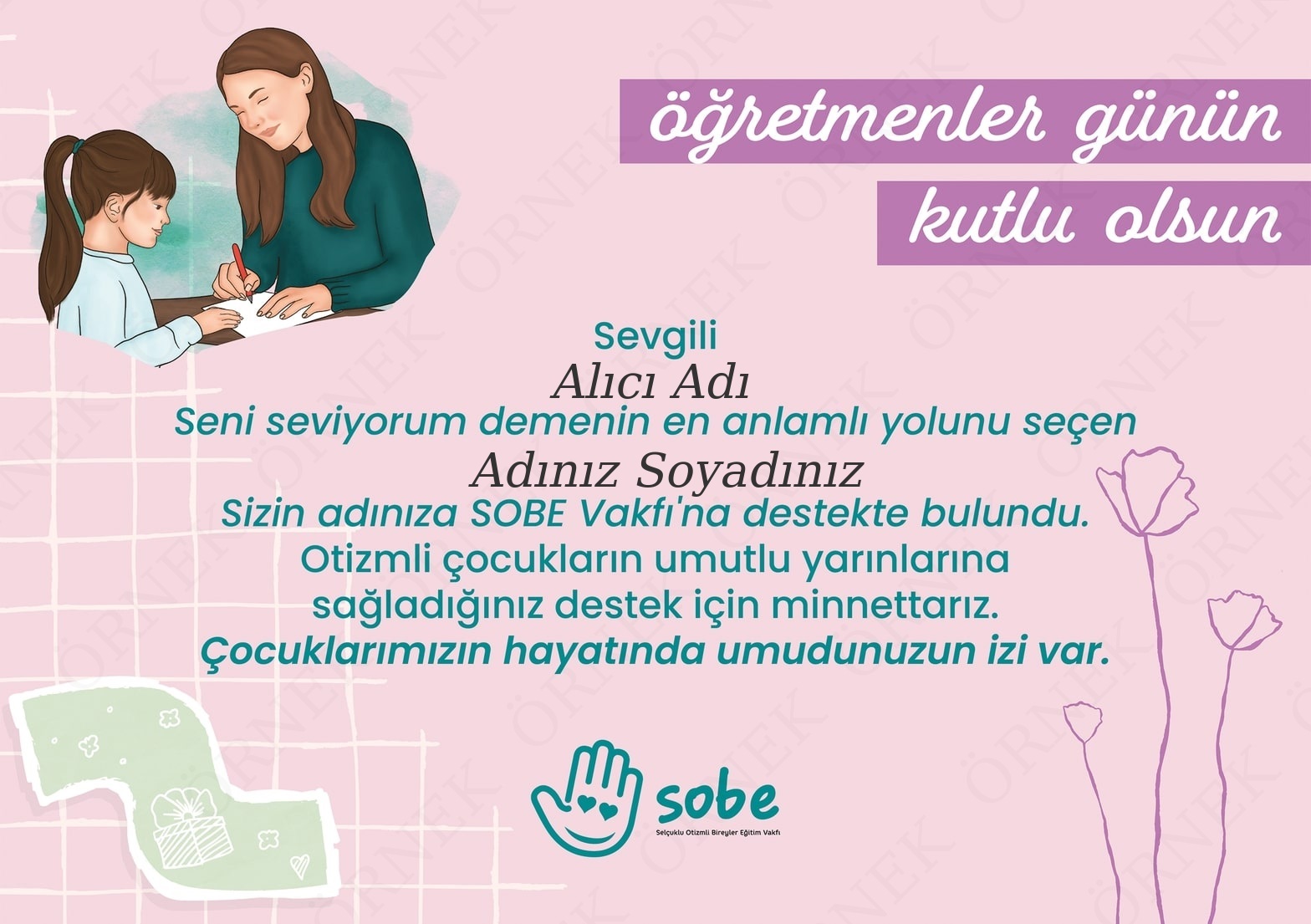 SOBE’den Öğretmenler Günü’ne Özel Hediye Sertifikası